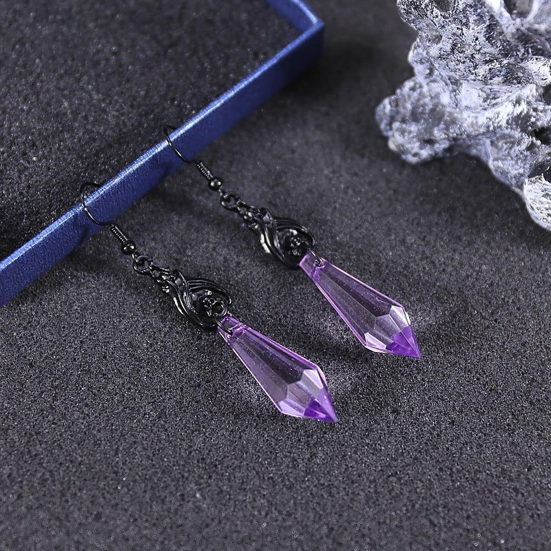 CSIYANJRY99 Goth Bat Crystal Earrings Vampire Accessories for Women Halloween Earring Gothic Jewelry Dangle Earrings Witch Victorian Vintage Dress Costume - Image 5